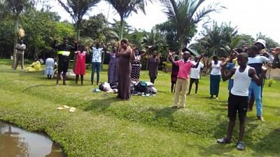 Prayer session during baptism